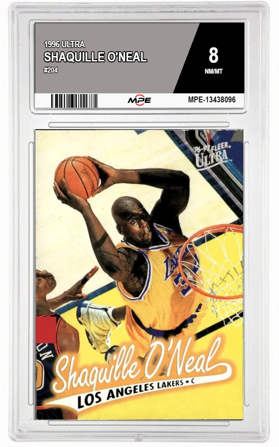 1996 ULTRA #204 SHAQUILLE O'NEAL MPE 8 NM/MT — graded card auctioned from the MPE vault