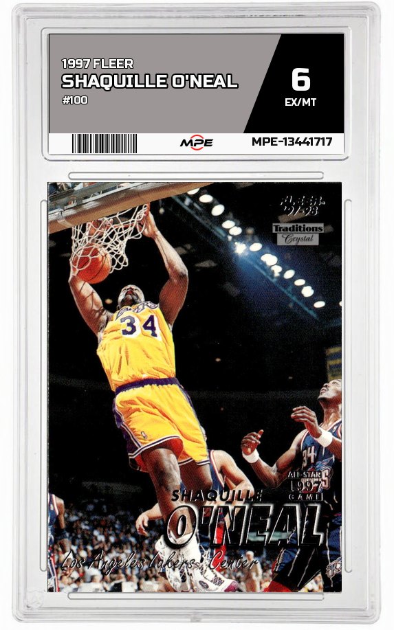 1997 FLEER #100 SHAQUILLE O'NEAL MPE 6 EX/MT — graded card auctioned from the MPE vault