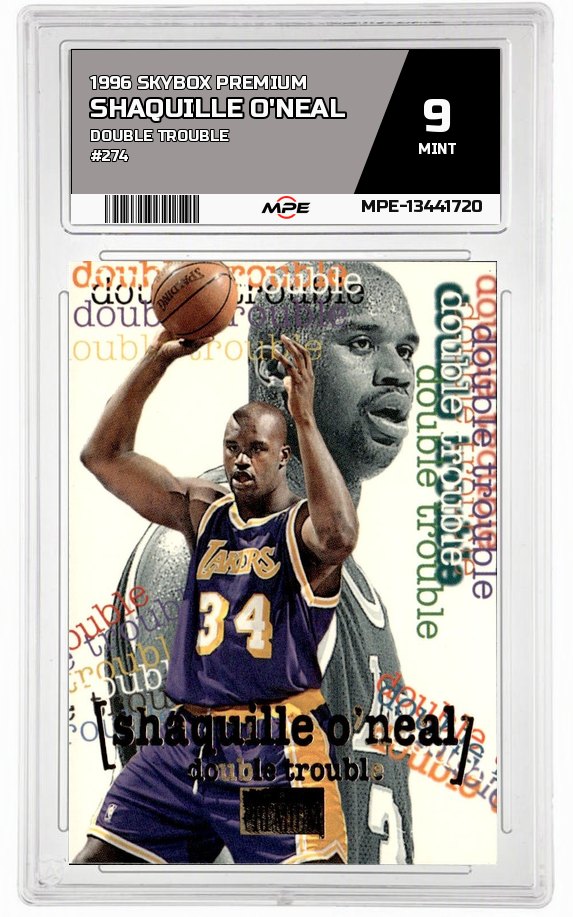 1996 SKYBOX PREMIUM DOUBLE TROUBLE #274 SHAQUILLE O'NEAL MPE 9 MINT — graded card auctioned from the MPE vault