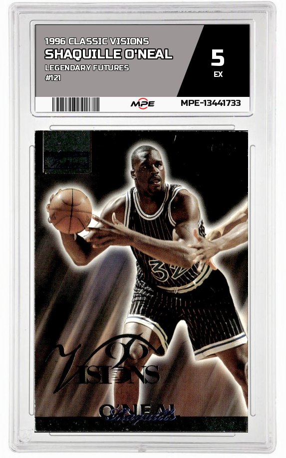 1996 CLASSIC VISIONS LEGENDARY FUTURES #121 SHAQUILLE O'NEAL MPE 5 EX — graded card auctioned from the MPE vault
