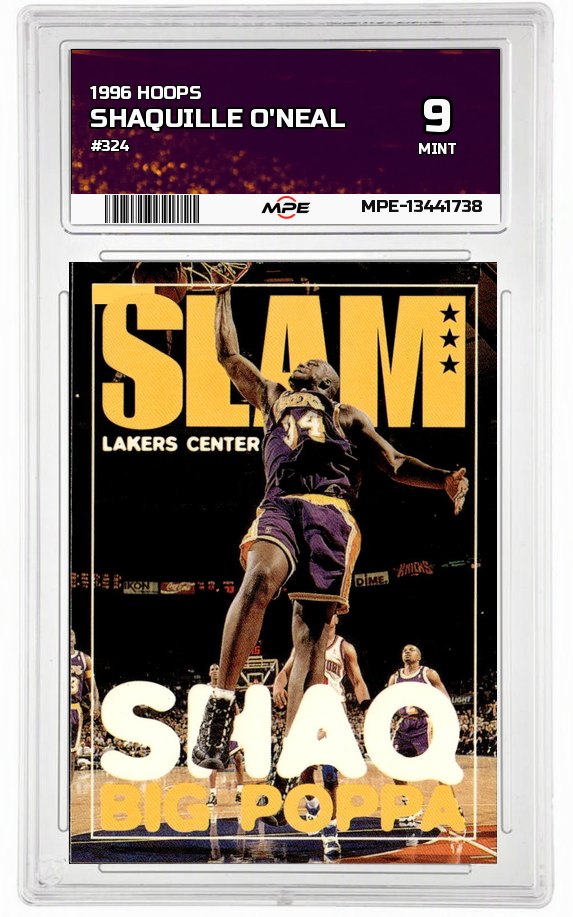 1996 HOOPS #324 SHAQUILLE O'NEAL MPE 9 MINT — graded card auctioned from the MPE vault