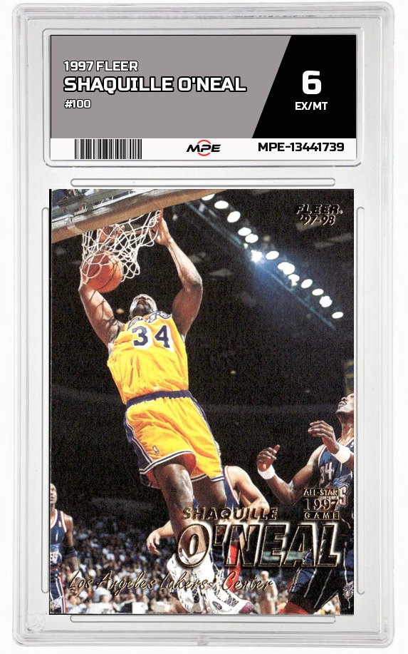 1997 FLEER #100 SHAQUILLE O'NEAL MPE 6 EX/MT — graded card auctioned from the MPE vault
