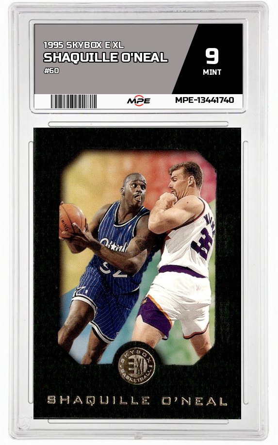 1995 SKYBOX E XL #60 SHAQUILLE O'NEAL MPE 9 MINT — graded card auctioned from the MPE vault