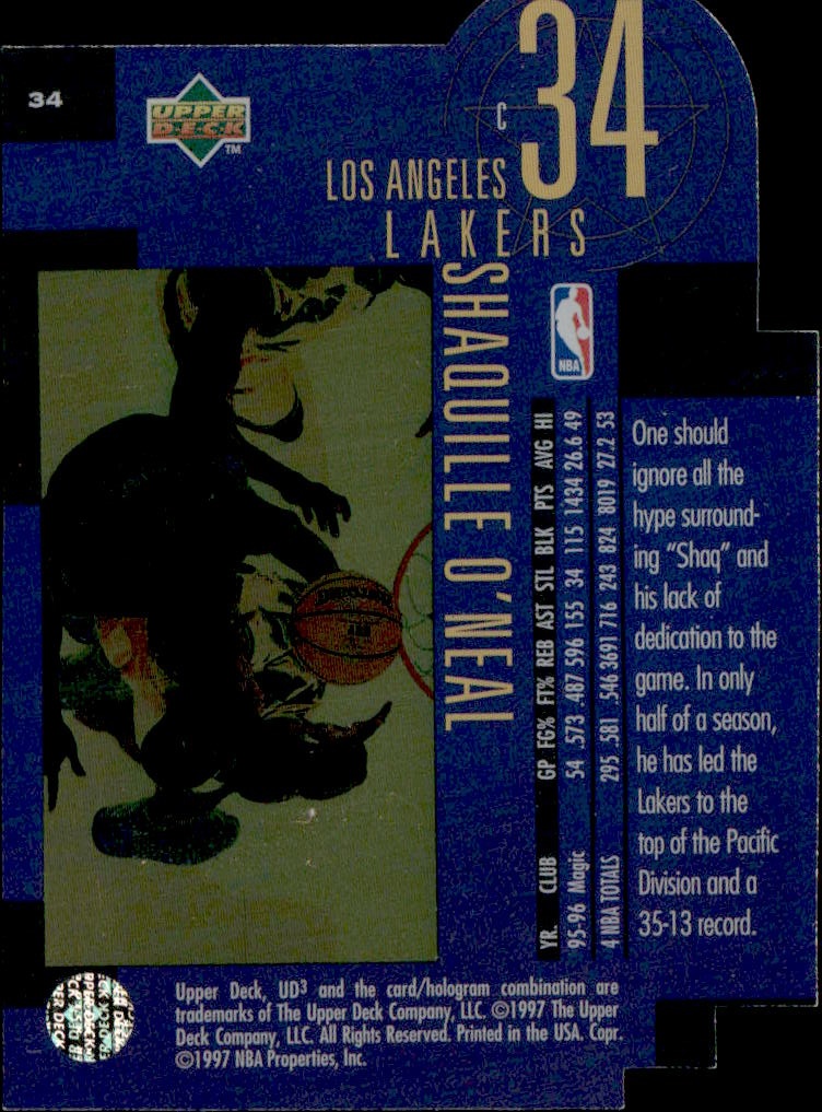 1996 Ud3 Shaquille O'Neal graded slab