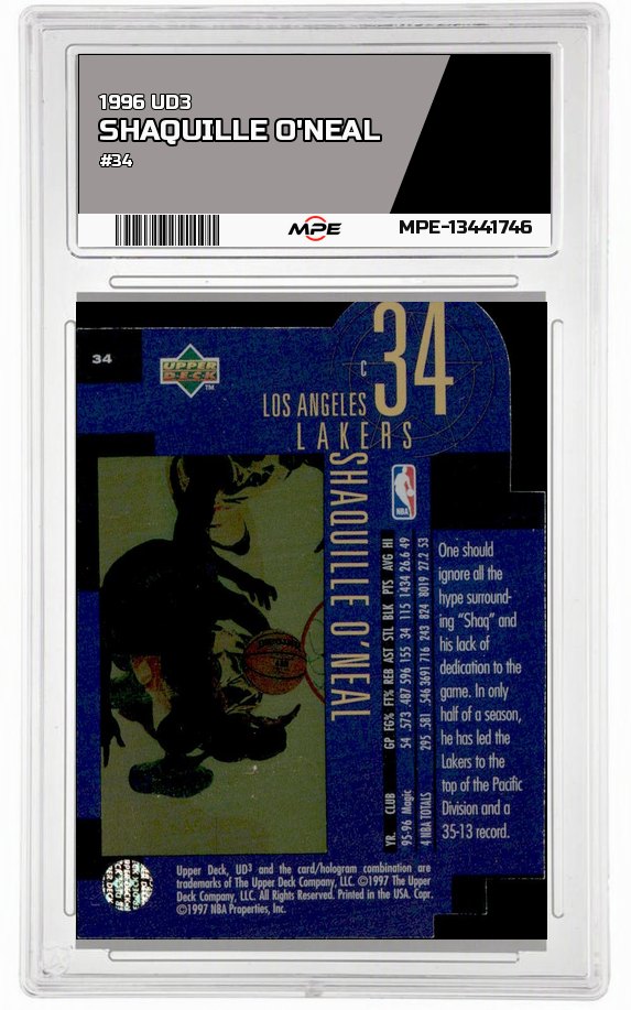 1996 UD3 #34 SHAQUILLE O'NEAL — graded card auctioned from the MPE vault