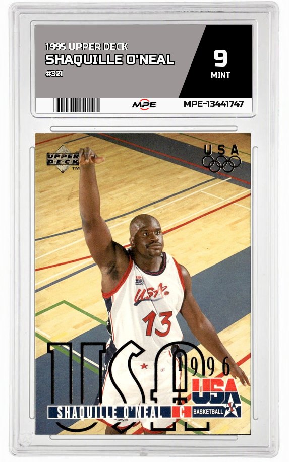 1995 UPPER DECK #321 SHAQUILLE O'NEAL MPE 9 MINT — graded card auctioned from the MPE vault