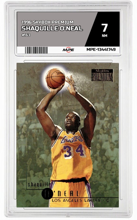 1996 SKYBOX PREMIUM #163 SHAQUILLE O'NEAL MPE 7 NM — graded card auctioned from the MPE vault