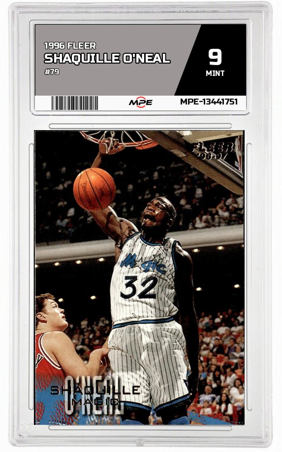 1996 FLEER #79 SHAQUILLE O'NEAL MPE 9 MINT — graded card auctioned from the MPE vault