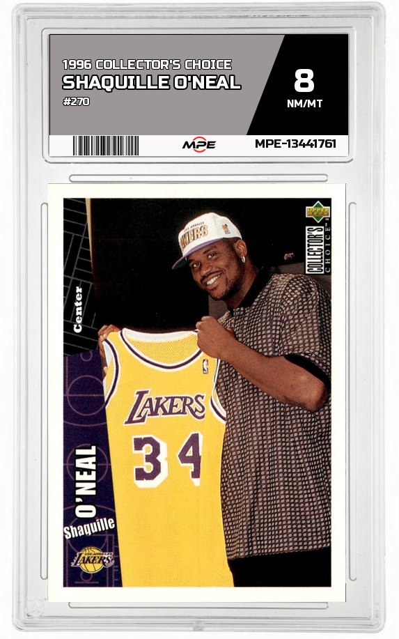 1996 COLLECTOR'S CHOICE #270 SHAQUILLE O'NEAL MPE 8 NM/MT — graded card auctioned from the MPE vault