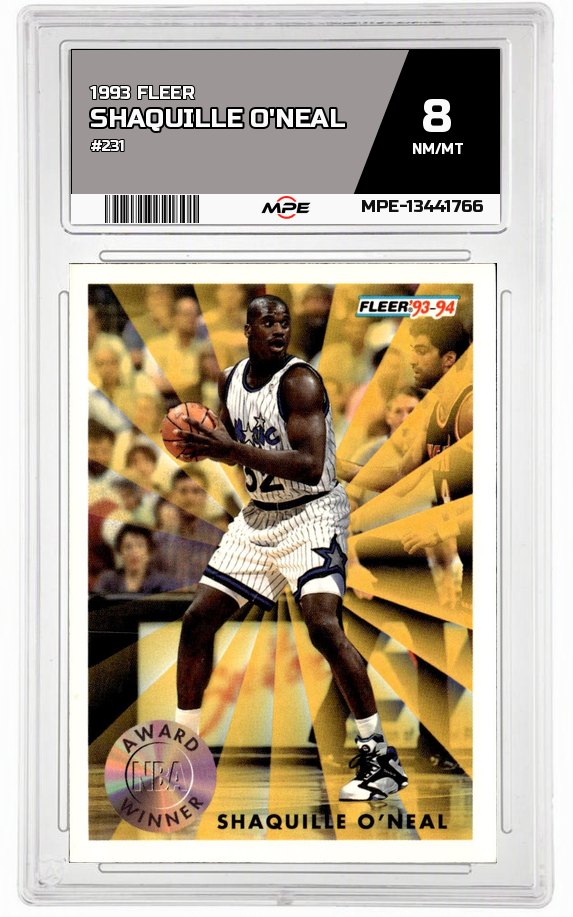 1993 FLEER #231 SHAQUILLE O'NEAL MPE 8 NM/MT — graded card auctioned from the MPE vault