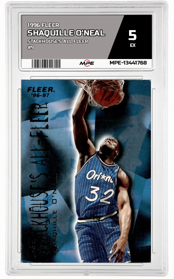 1996 FLEER STACKHOUSE'S ALL FLEER #9 SHAQUILLE O'NEAL MPE 5 EX — graded card auctioned from the MPE vault