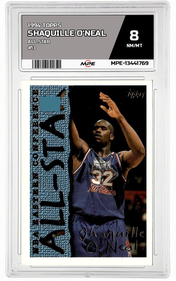1994 TOPPS ALL STAR #13 SHAQUILLE O'NEAL MPE 8 NM/MT — graded card auctioned from the MPE vault