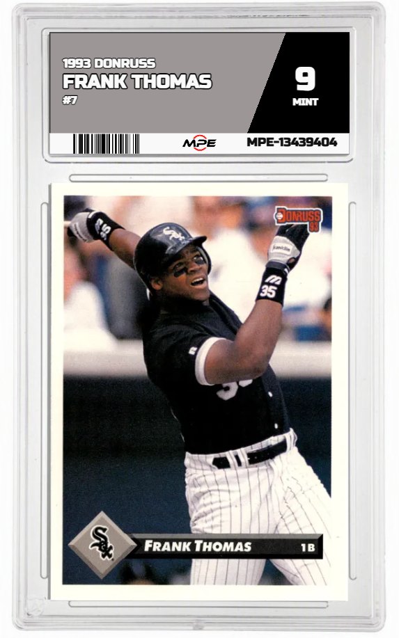 1993 DONRUSS #7 FRANK THOMAS MPE 9 MINT — graded card auctioned from the MPE vault