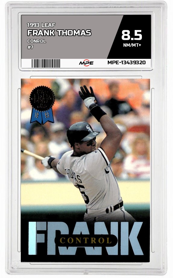 1993 LEAF CONROL #7 FRANK THOMAS MPE 8.5 NM/MT+ — graded card up for auction