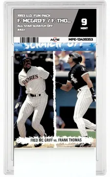 1993 U.D. FUN PACK ALL STAR SCRATCH OFF #AS1 F. MCGRIFF / F. THOMAS MPE 9 MINT — graded card up for auction