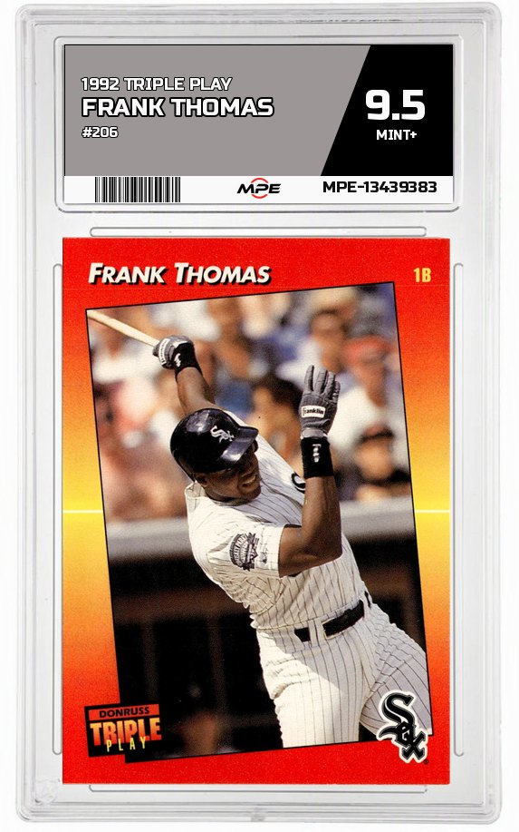 1992 TRIPLE PLAY #206 FRANK THOMAS MPE 9.5 MINT+ — graded card auctioned from the MPE vault