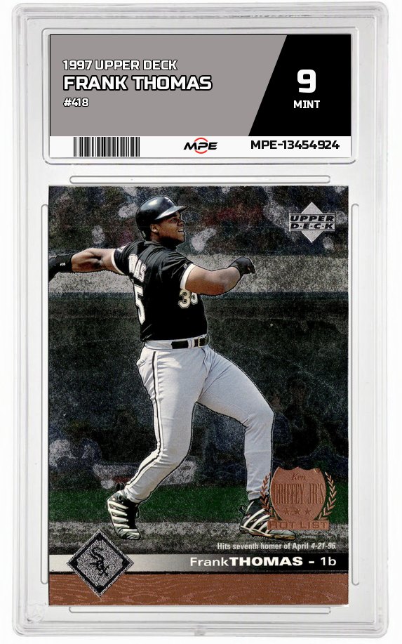 1997 UPPER DECK #418 FRANK THOMAS MPE 9 MINT — graded card auctioned from the MPE vault