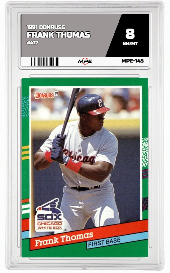 1991 DONRUSS #477 FRANK THOMAS MPE 8 NM/MT — graded card auctioned from the MPE vault