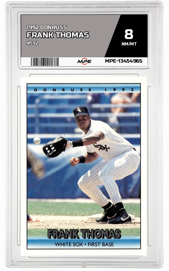 1992 DONRUSS #592 FRANK THOMAS MPE 8 NM/MT — graded card auctioned from the MPE vault