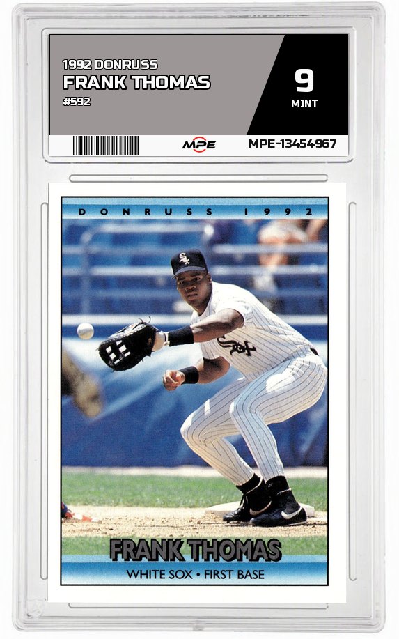 1992 DONRUSS #592 FRANK THOMAS MPE 9 MINT — graded card auctioned from the MPE vault