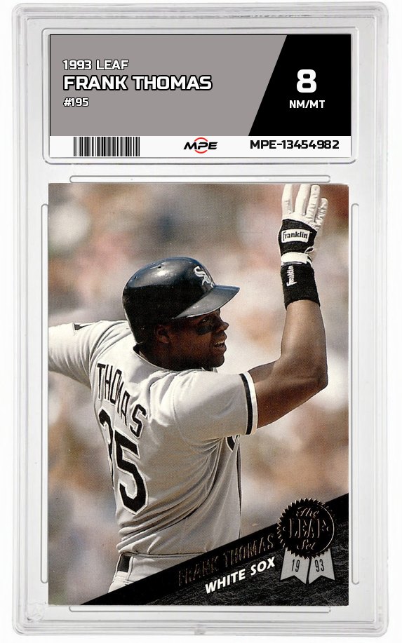 1993 LEAF #195 FRANK THOMAS MPE 8 NM/MT — graded card auctioned from the MPE vault