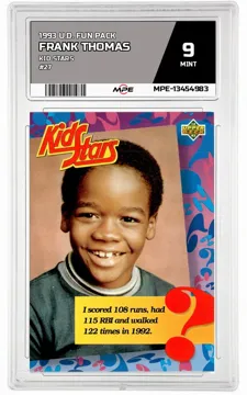1993 U.D. FUN PACK KID STARS #27 FRANK THOMAS MPE 9 MINT — graded card up for auction