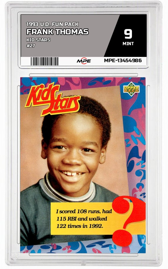 1993 U.D. FUN PACK KID STARS #27 FRANK THOMAS MPE 9 MINT — graded card auctioned from the MPE vault