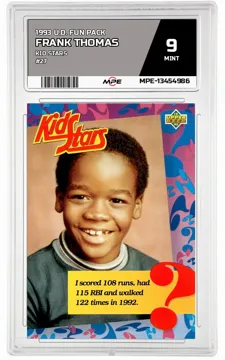 1993 U.D. FUN PACK KID STARS #27 FRANK THOMAS MPE 9 MINT — graded card up for auction