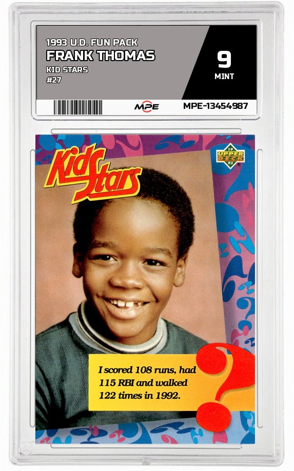 1993 U.D. FUN PACK KID STARS #27 FRANK THOMAS MPE 9 MINT — graded card auctioned from the MPE vault