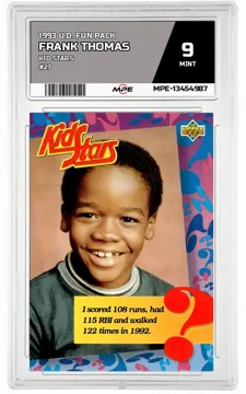 1993 U.D. FUN PACK KID STARS #27 FRANK THOMAS MPE 9 MINT — graded card up for auction