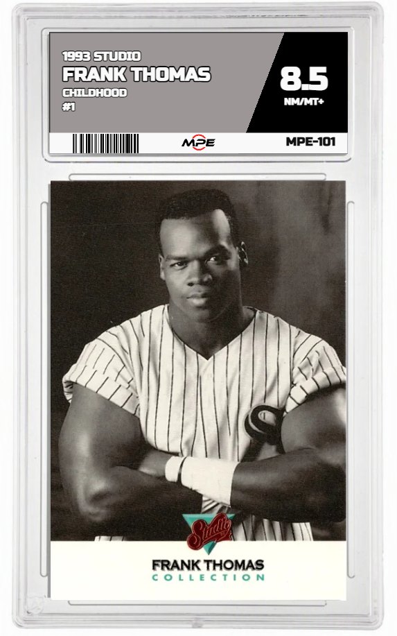 1993 STUDIO CHILDHOOD #1 FRANK THOMAS MPE 8.5 NM/MT+ — graded card auctioned from the MPE vault