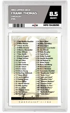 1993 UPPER DECK CHECKLIST #105 FRANK THOMAS MPE 8.5 NM/MT+ — graded card up for auction