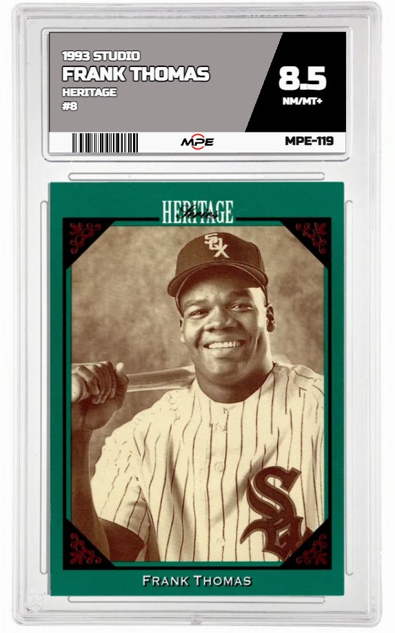 1993 STUDIO HERITAGE #8 FRANK THOMAS MPE 8.5 NM/MT+ — graded card auctioned from the MPE vault