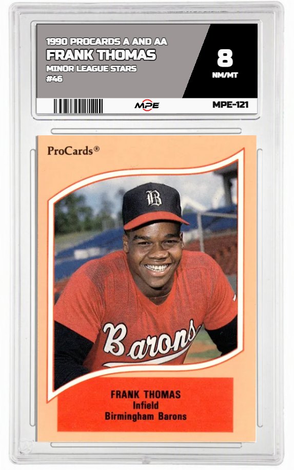 1990 PROCARDS A AND AA MINOR LEAGUE STARS #46 FRANK THOMAS MPE 8 NM/MT — graded card auctioned from the MPE vault