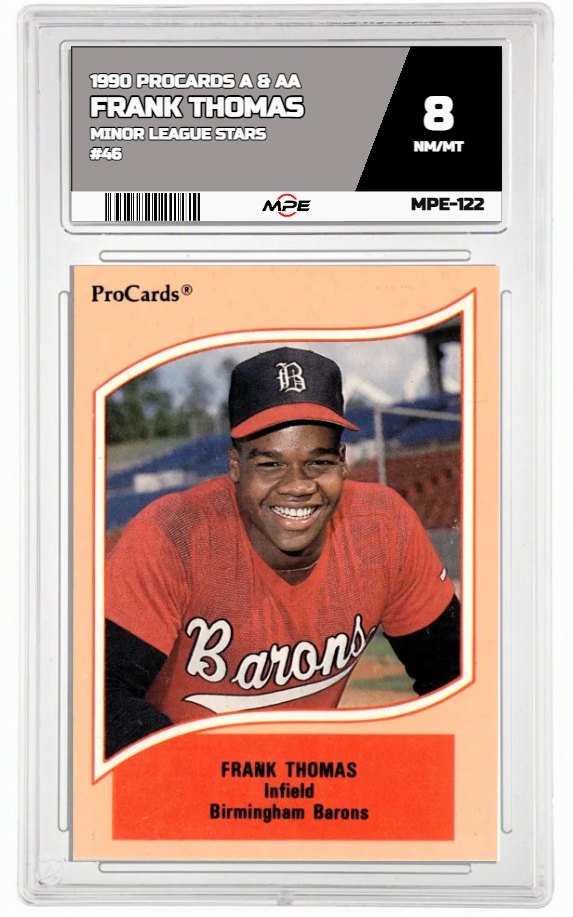 1990 PROCARDS A & AA MINOR LEAGUE STARS #46 FRANK THOMAS MPE 8 NM/MT — graded card auctioned from the MPE vault