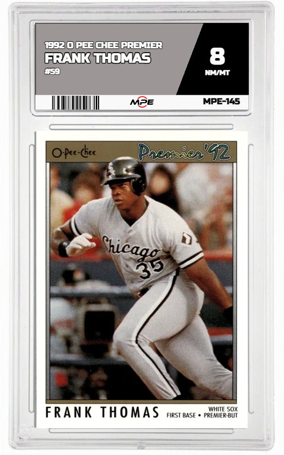1992 O PEE CHEE PREMIER #59 FRANK THOMAS MPE 8 NM/MT — graded card auctioned from the MPE vault