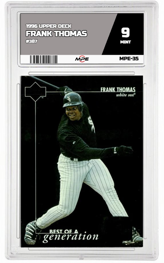 1996 UPPER DECK #387 FRANK THOMAS MPE 9 MINT — graded card auctioned from the MPE vault