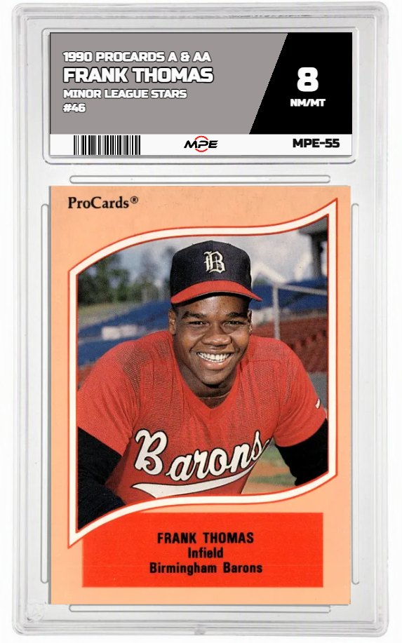 1990 PROCARDS A & AA MINOR LEAGUE STARS #46 FRANK THOMAS MPE 8 NM/MT — graded card auctioned from the MPE vault