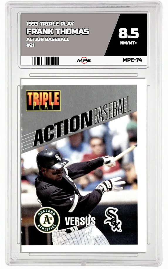 1993 TRIPLE PLAY ACTION BASEBALL #21 FRANK THOMAS MPE 8.5 NM/MT+ — graded card auctioned from the MPE vault