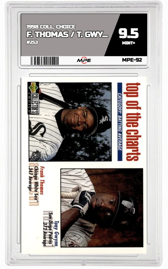 1998 COLL. CHOICE #253 F. THOMAS / T. GWYNN MPE 9.5 MINT+ — graded card auctioned from the MPE vault