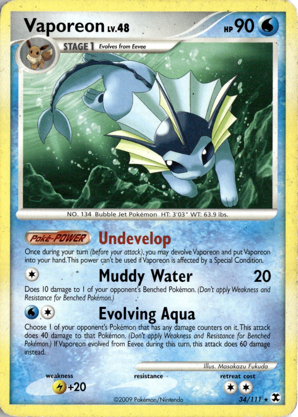 2009 Pokemon Platinum Vaporeon graded slab
