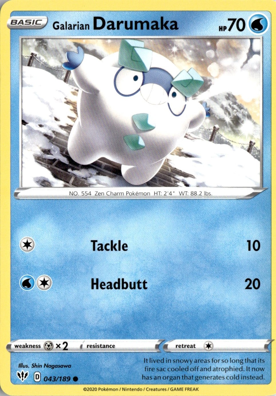 2020 Pokemon Swsh Galarian Darumaka graded slab