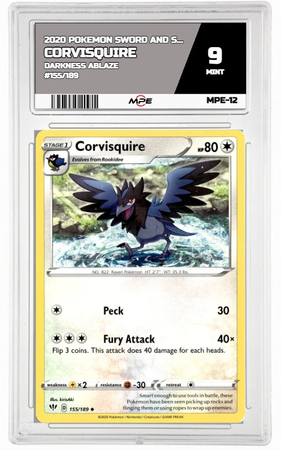 2020 POKEMON SWSH DARKNESS ABLAZE #155/189 CORVISQUIRE MPE 9 MINT — graded card auctioned from the MPE vault