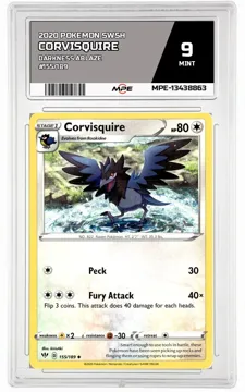 2020 POKEMON SWSH DARKNESS ABLAZE #155/189 CORVISQUIRE MPE 9 MINT — graded card up for auction