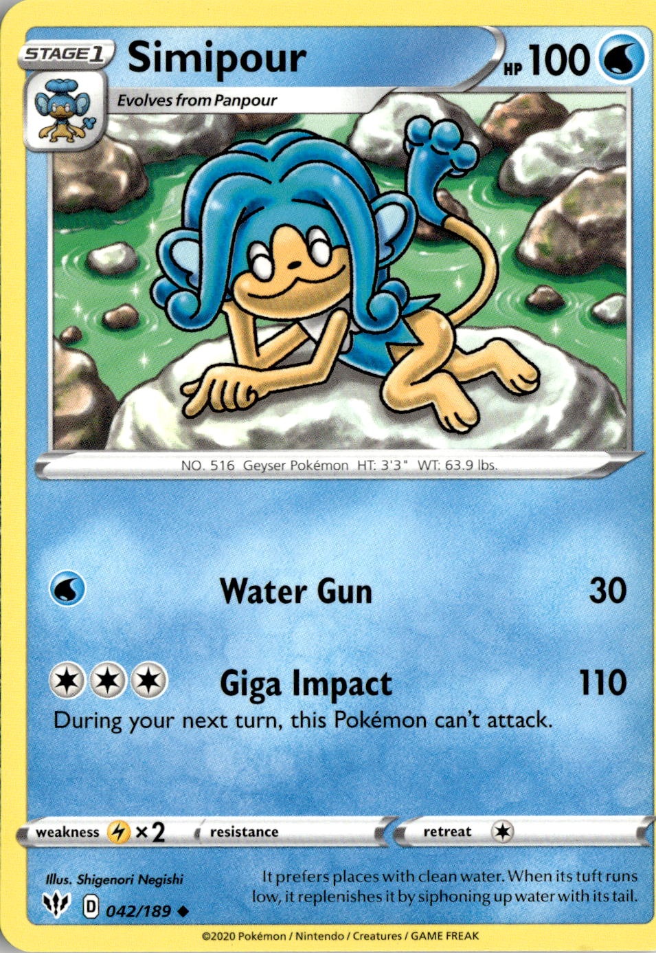 2020 Pokemon Swsh Simipour graded slab