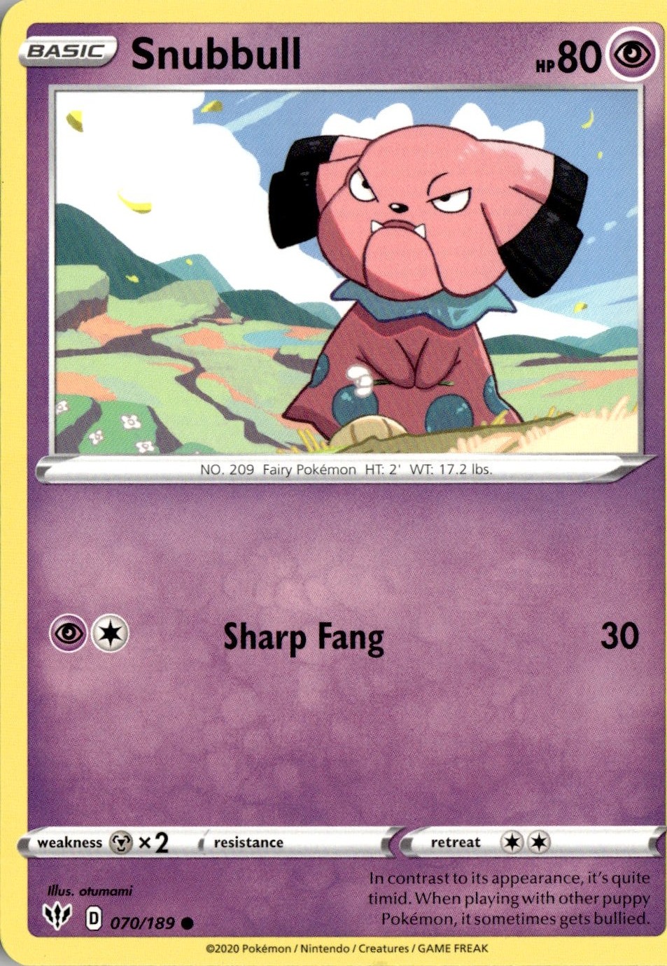 2020 Pokemon Swsh Snubbull graded slab