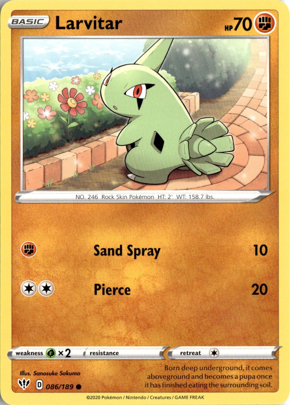 2020 Pokemon Swsh Larvitar graded slab