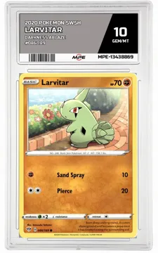 2020 POKEMON SWSH DARKNESS ABLAZE #086/189 LARVITAR MPE 10 GEM/MT — graded card up for auction