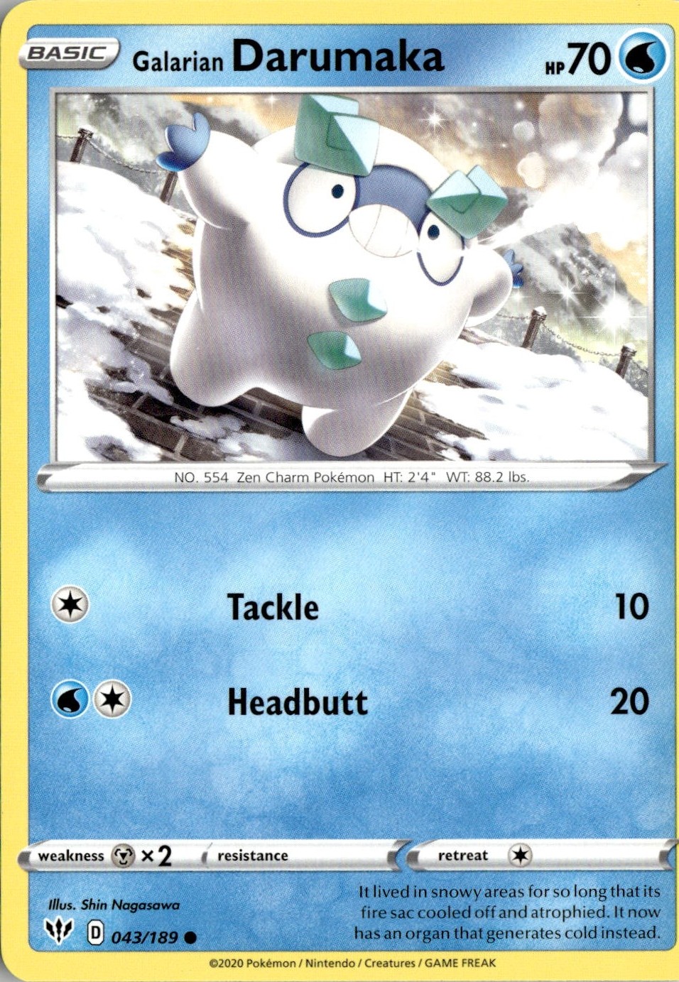 2020 Pokemon Swsh Galarian Darumaka graded slab