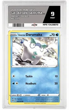 2020 POKEMON SWSH DARKNESS ABLAZE #043/189 Galarian Darumaka MPE 9 MINT — graded card up for auction
